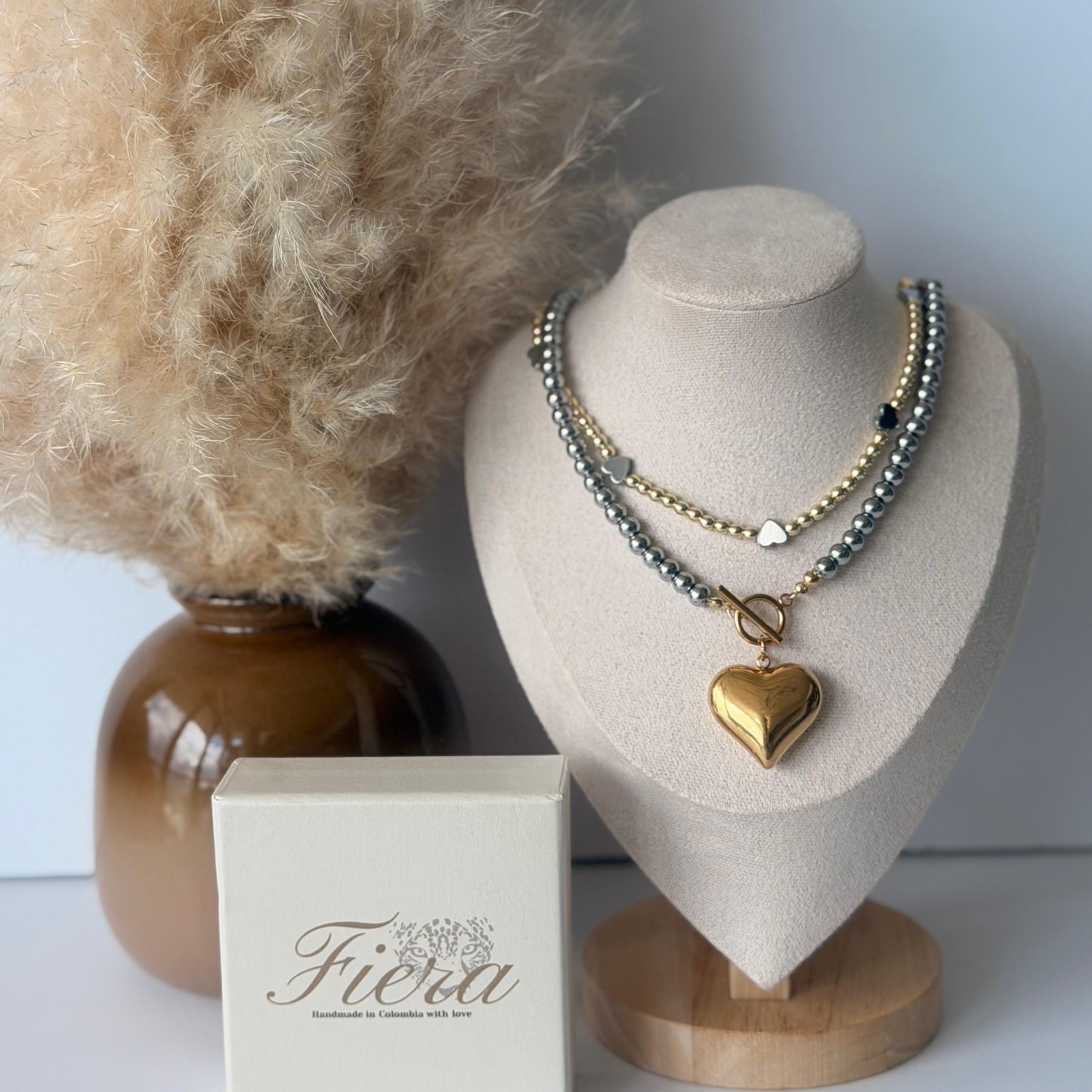 Belinda Mixed Metal Heart Layering Necklace Set