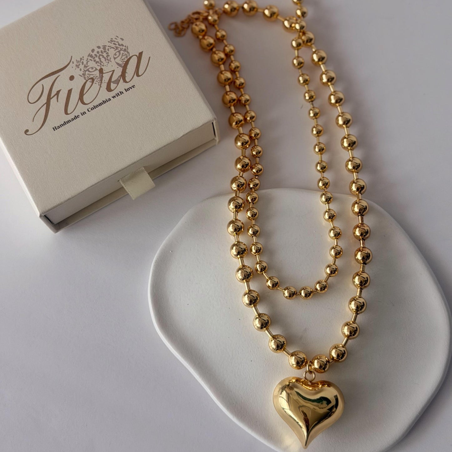 Lola Golden Heart Layering Necklace Set