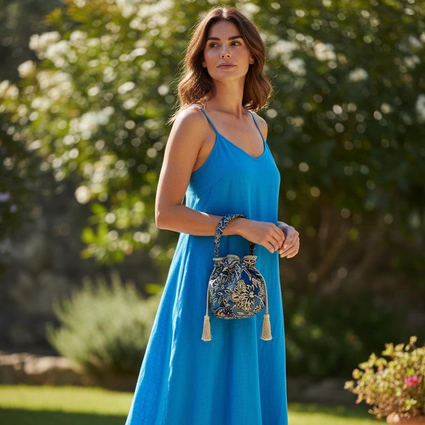Azure Bloom Bucket Bag