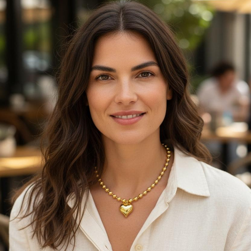 Lola Golden Heart Layering Necklace Set