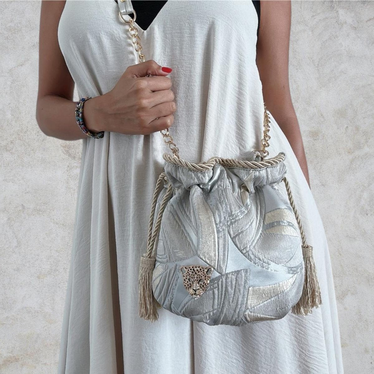 Silver Chic Bucket Bag