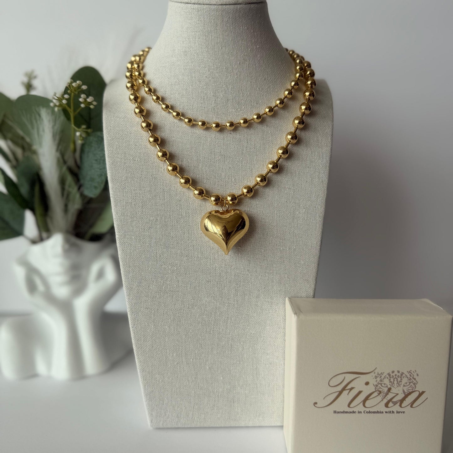Lola Golden Heart Layering Necklace Set