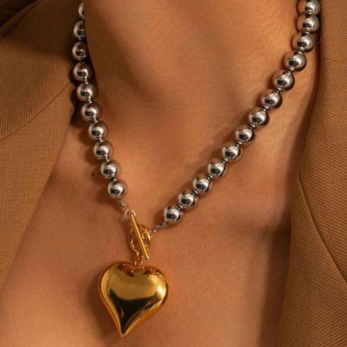 Belinda Mixed Metal Heart Layering Necklace Set
